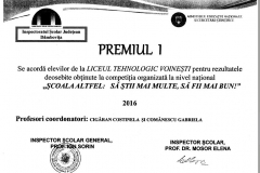 Premiul I - Școala Altfel - 2016