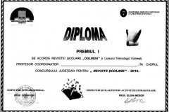 Premiul I - Revista școlară Oglinda -2016