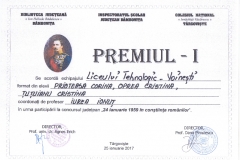 Premiul I - Concursul Județean 24 ianuarie 1859 în conștiința românilor